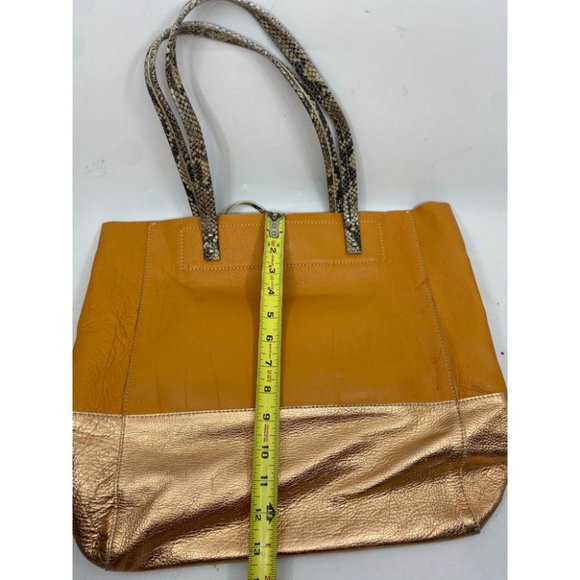 Rafe Women's Orange Gold Leather Handbag - Picture 12 of 14